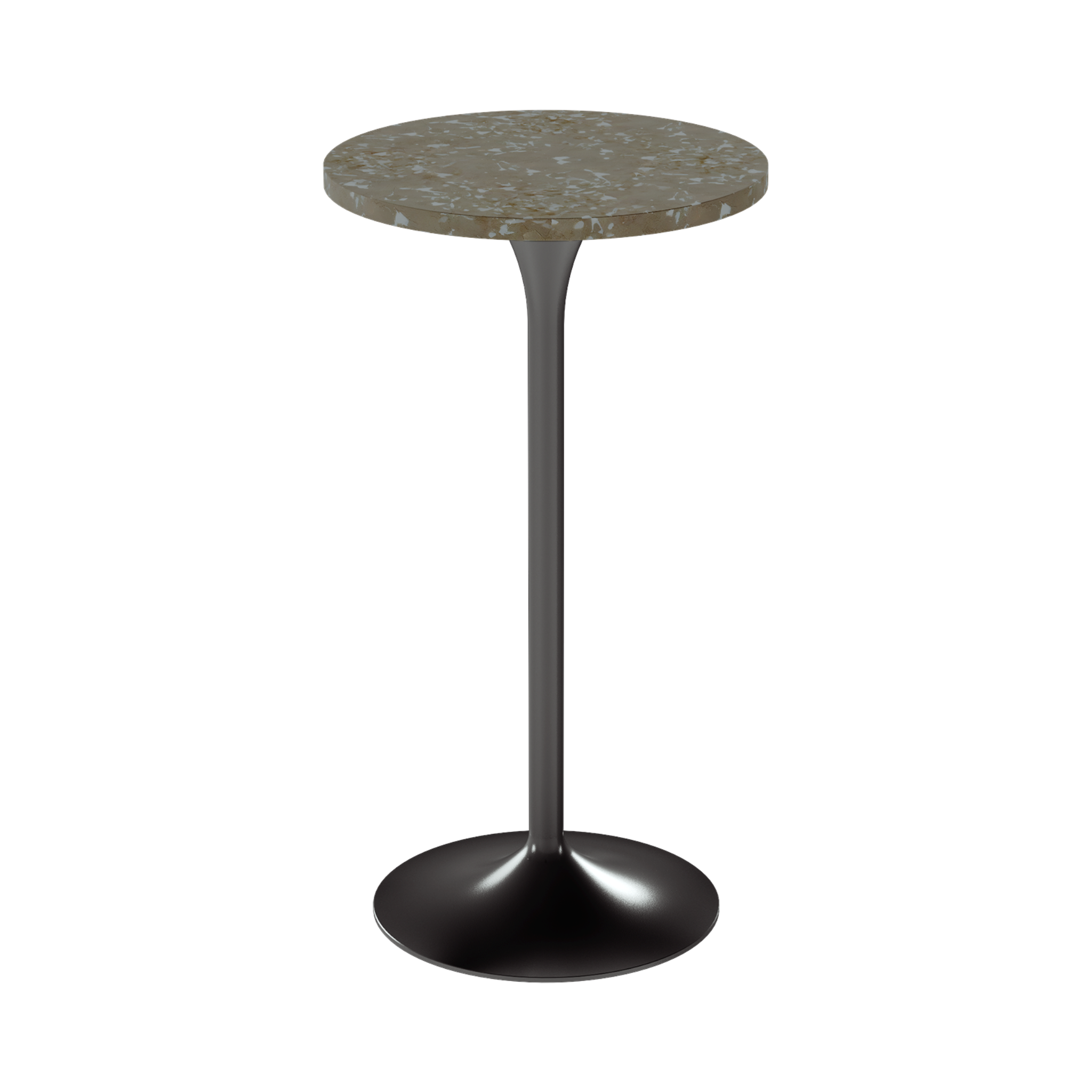 Alba Bar Table – 60cm Round – Black / Taupe Dapple