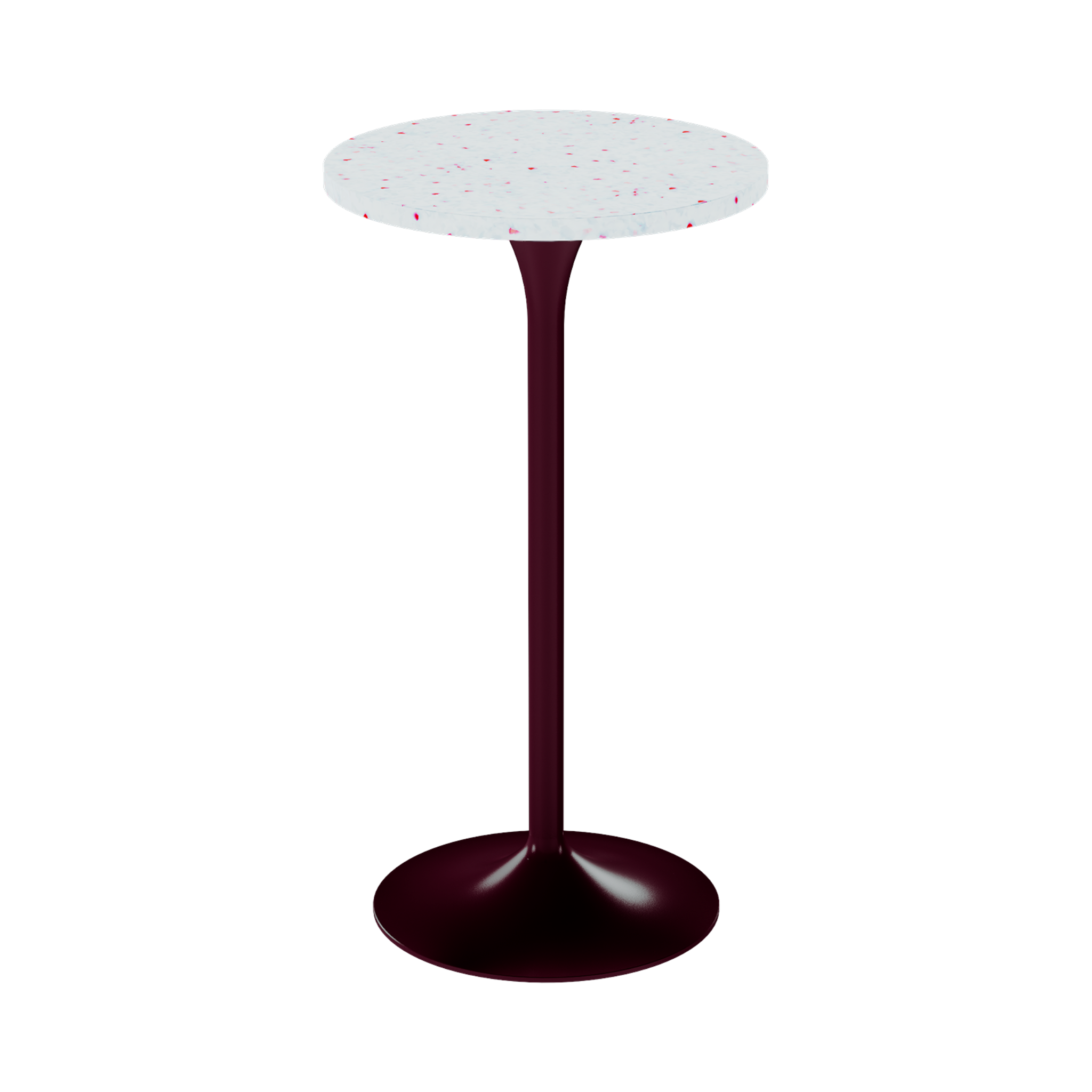 Alba Bar Table – 60cm Round – Burgundy / Red Dapple