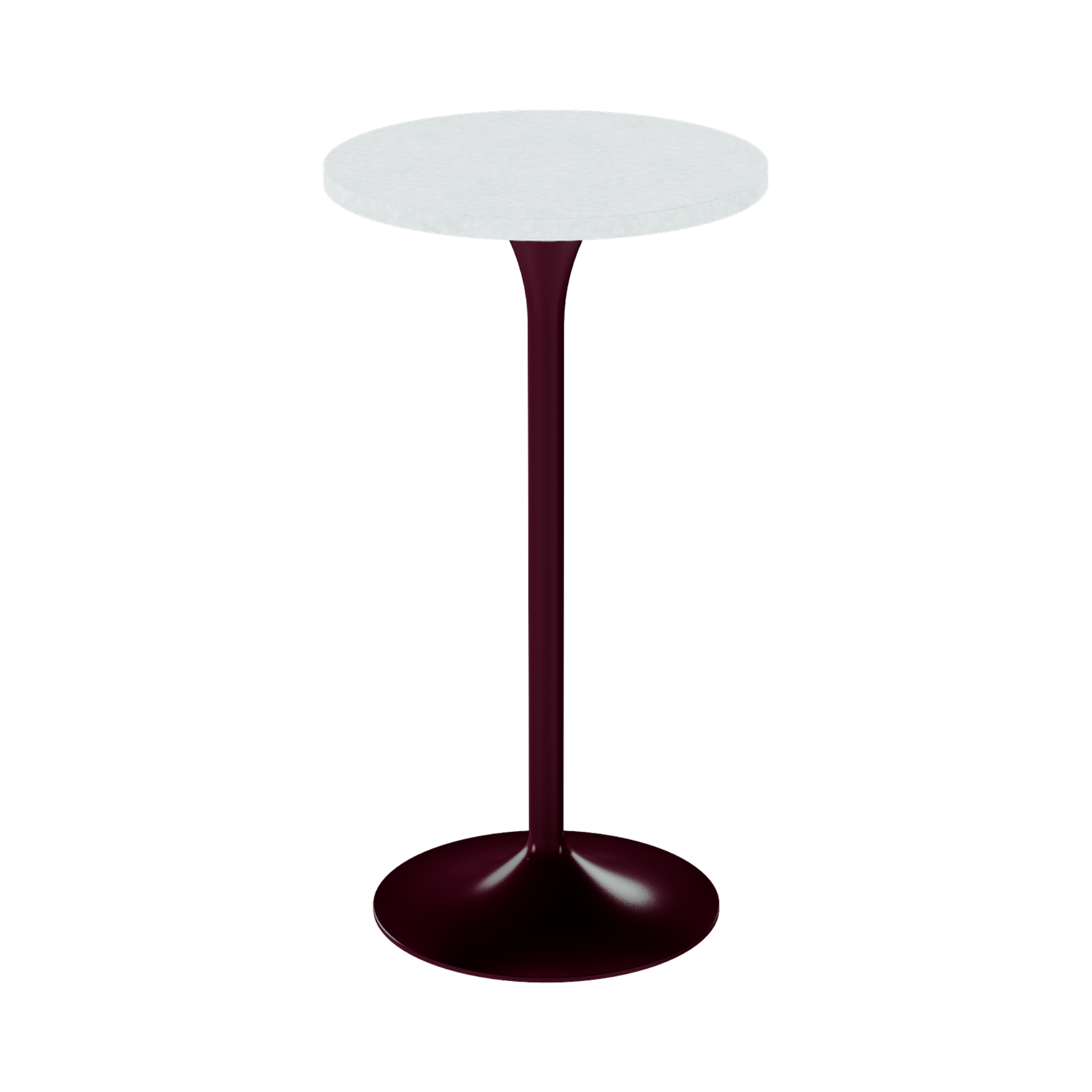 Alba Bar Table – 60cm Round – Burgundy / White Chalk Dapple