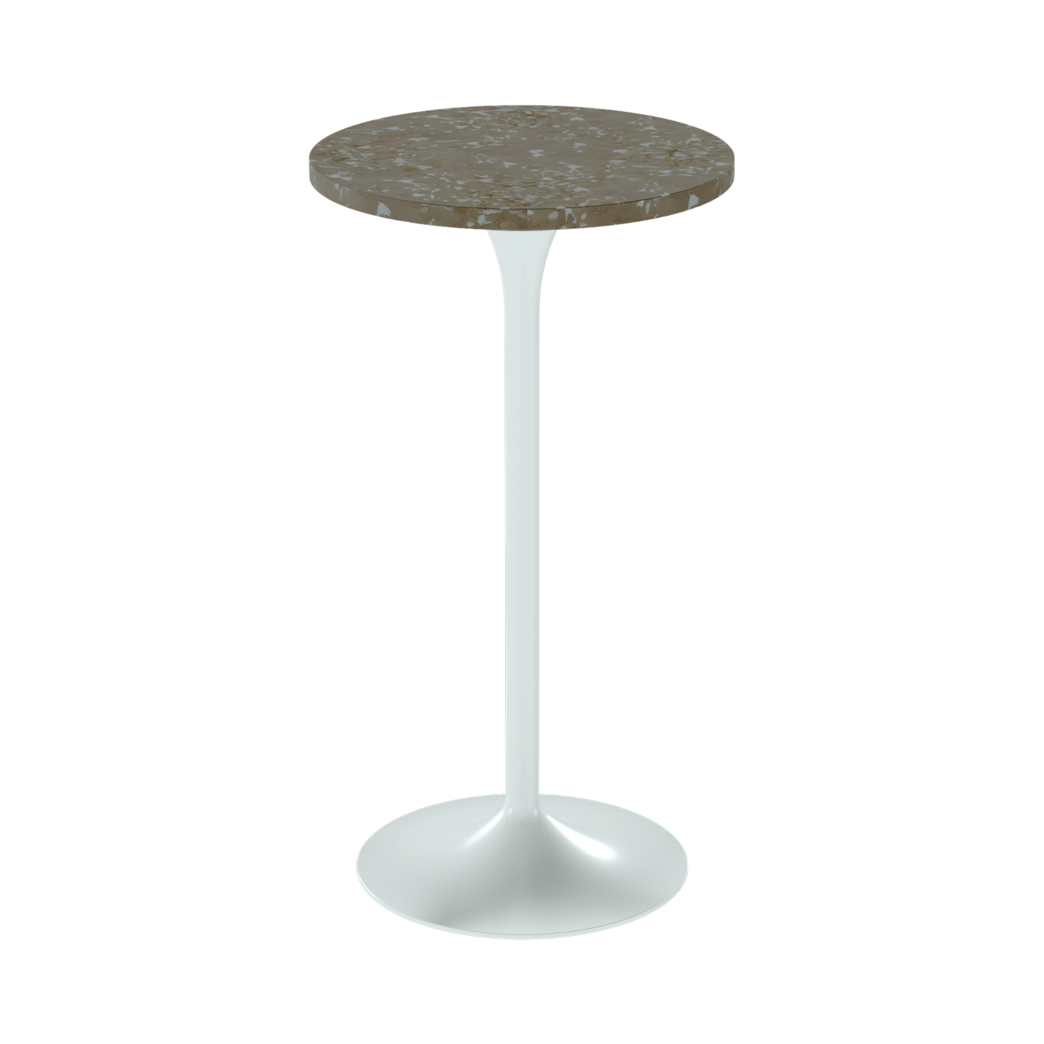 Alba Bar Table – 60cm Round – White / Taupe Dapple