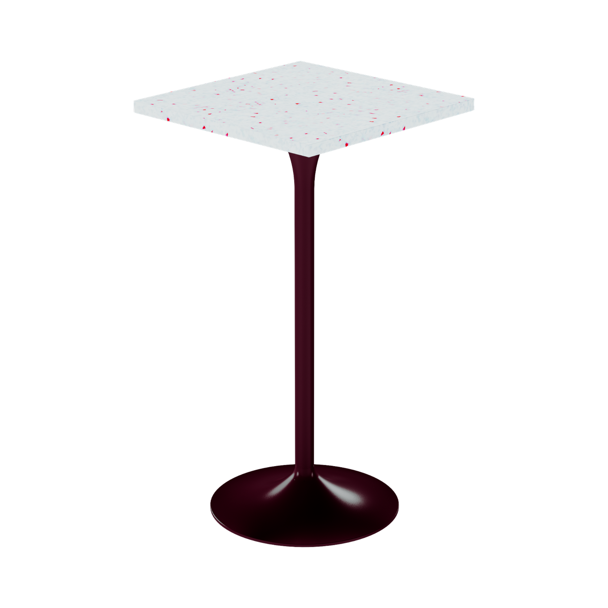 Alba Bar Table – 60cm Square – Burgundy / Red Dapple
