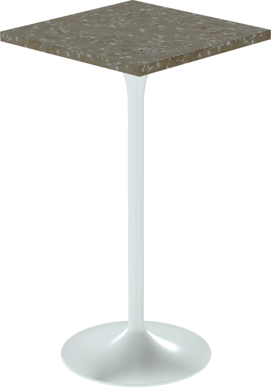 Alba Bar Table – 60cm Square – White / Taupe Dapple