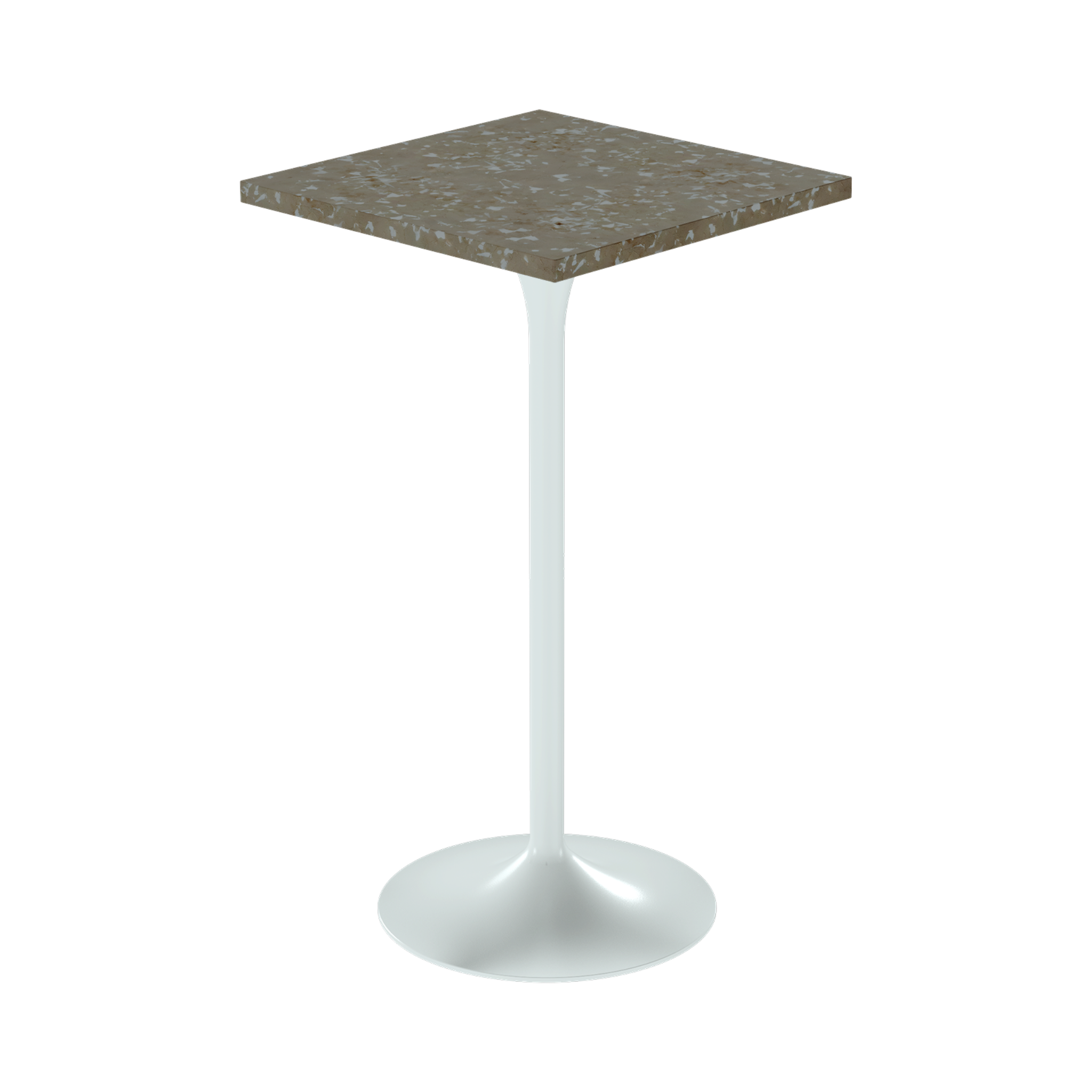 Alba Bar Table – 60cm Square – White / Taupe Dapple