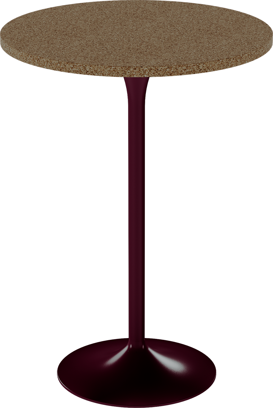 Alba Bar Table – 80cm Round – Burgundy / Grano Natural