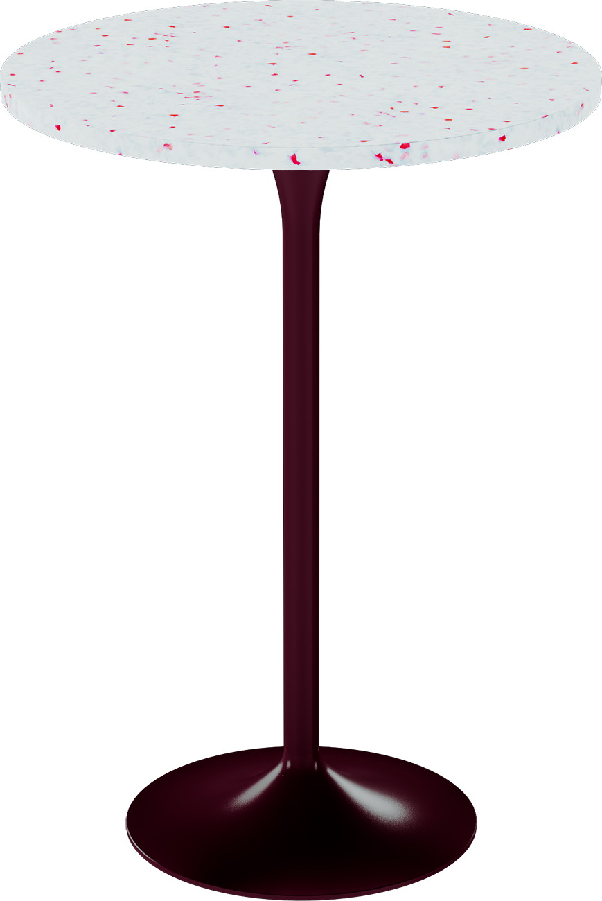 Alba Bar Table – 80cm Round – Burgundy / Red Dapple