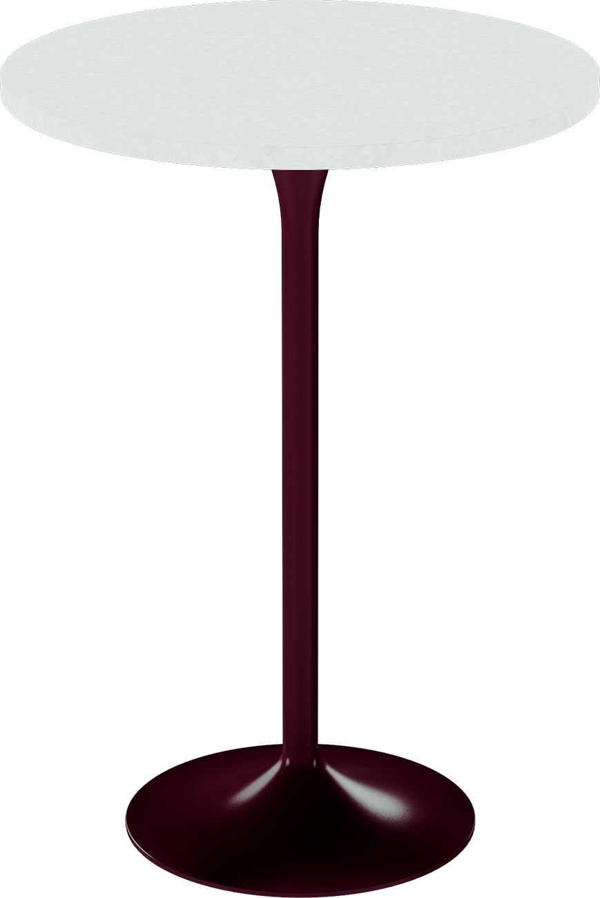 Alba Bar Table – 80cm Round – Burgundy / White Chalk Dapple