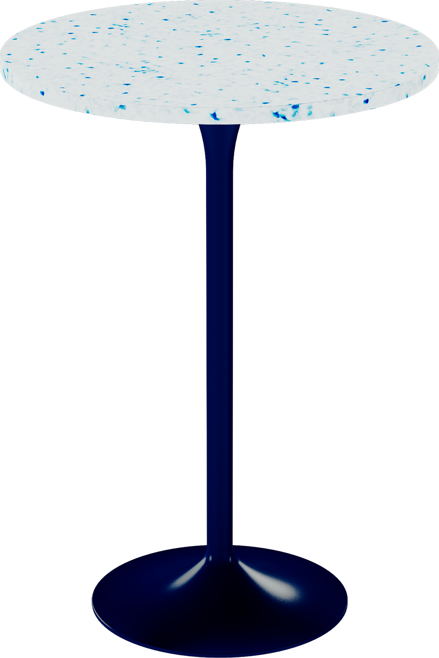 Alba Bar Table – 80cm Round – Navy / Blue Dapple