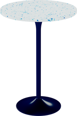 Alba Bar Table – 80cm Round – Navy / Blue Dapple