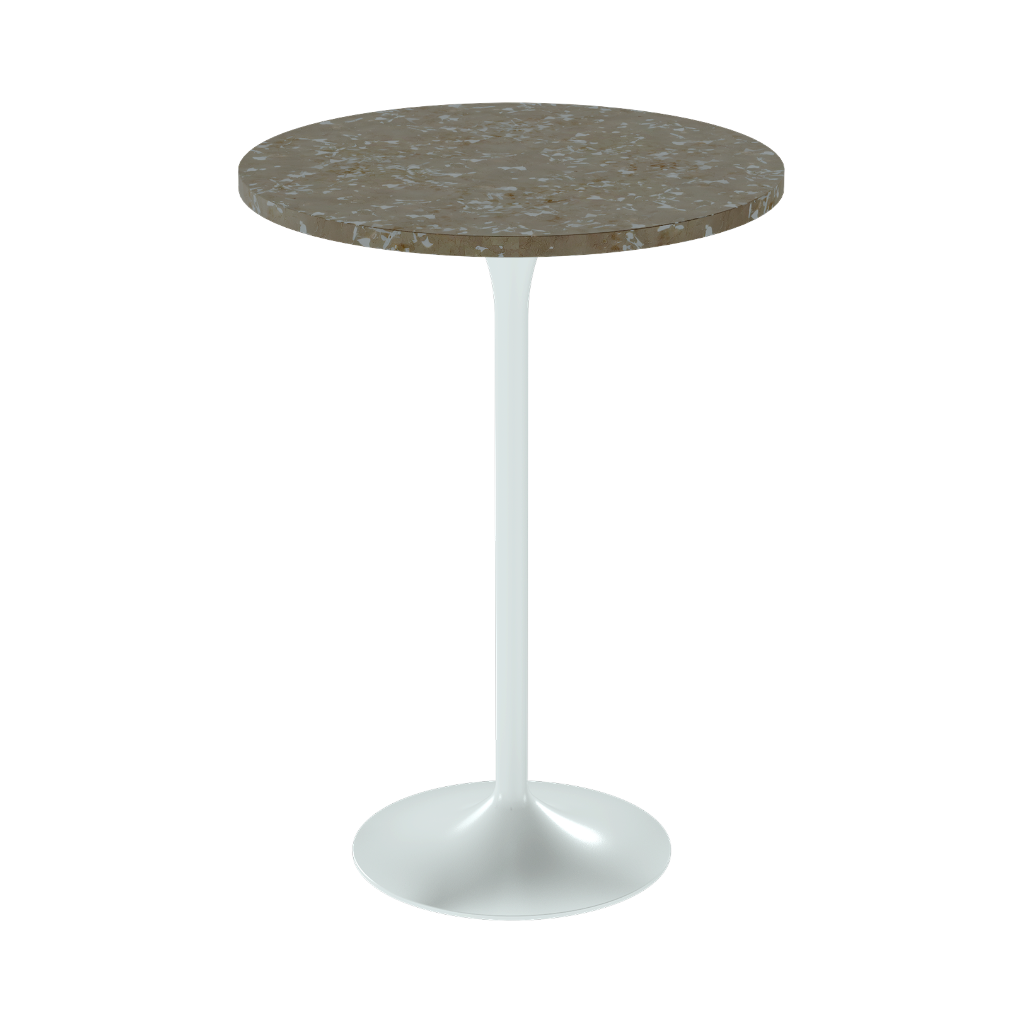Alba Bar Table – 80cm Round – White / Taupe Dapple