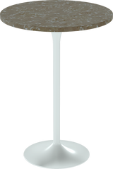 Alba Bar Table – 80cm Round – White / Taupe Dapple