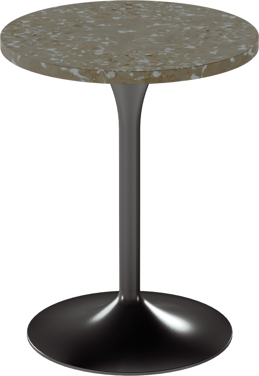 Alba Cafe Table – 60cm Round – Black / Taupe Dapple