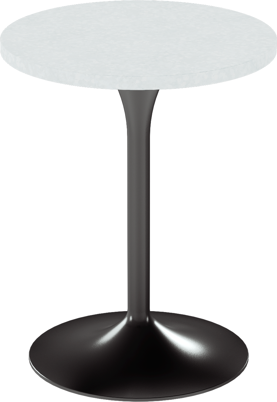 Alba Cafe Table – 60cm Round – Black / White Chalk Dapple