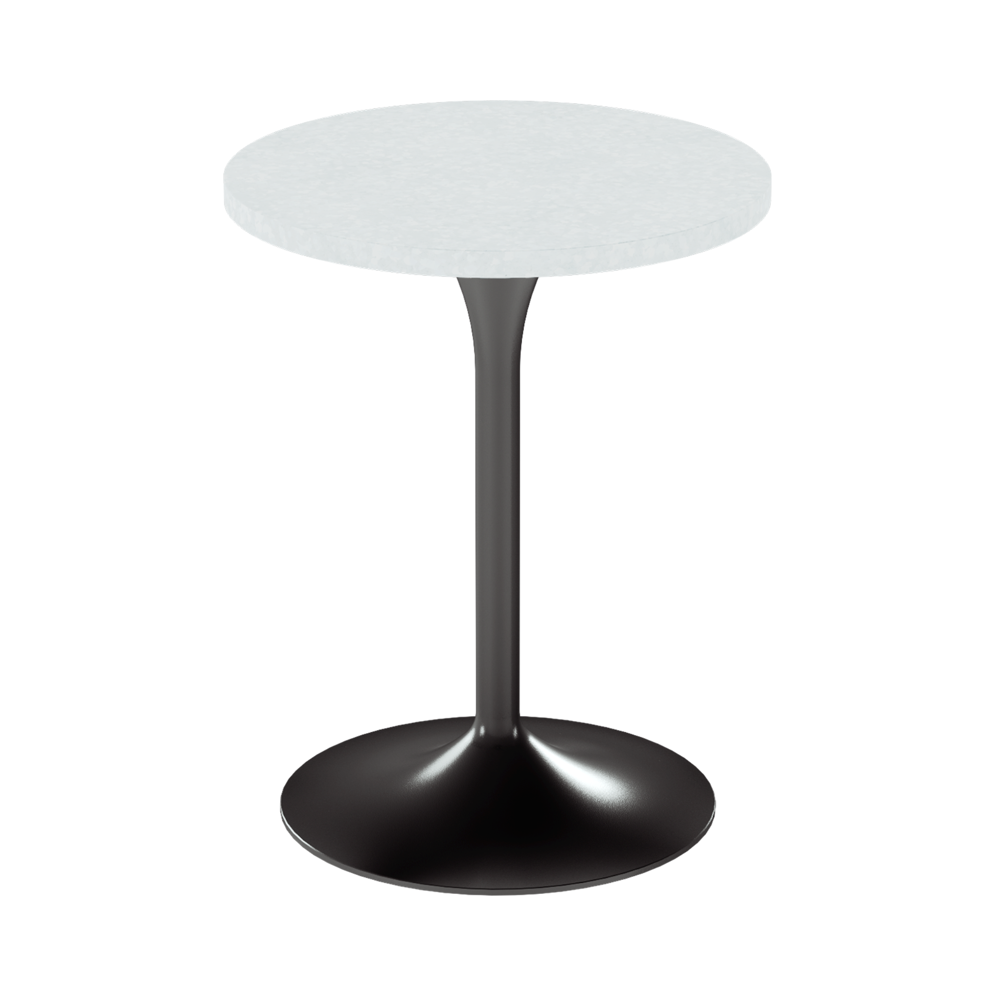 Alba Cafe Table – 60cm Round – Black / White Chalk Dapple