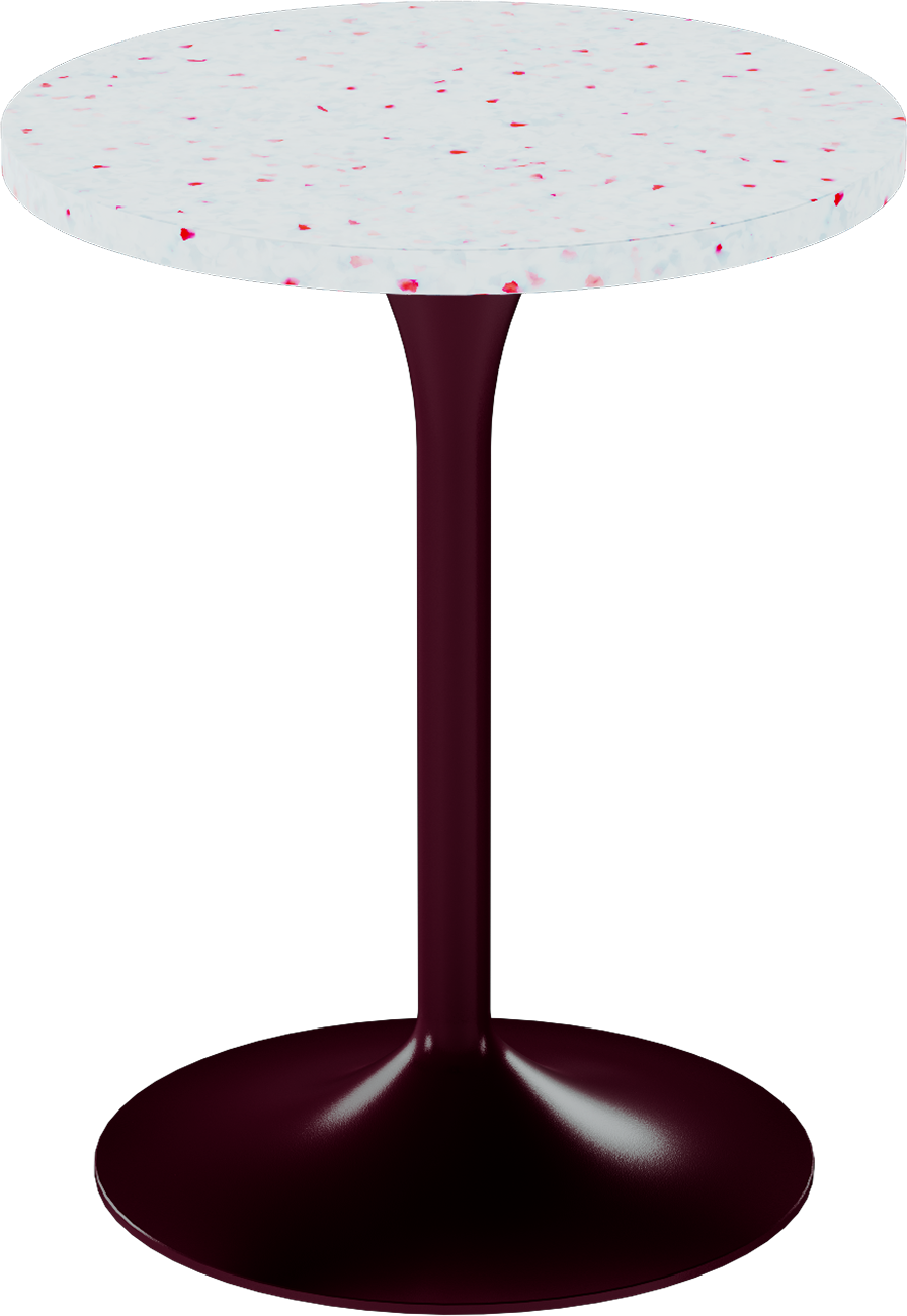 Alba Cafe Table – 60cm Round – Burgundy / Red Dapple