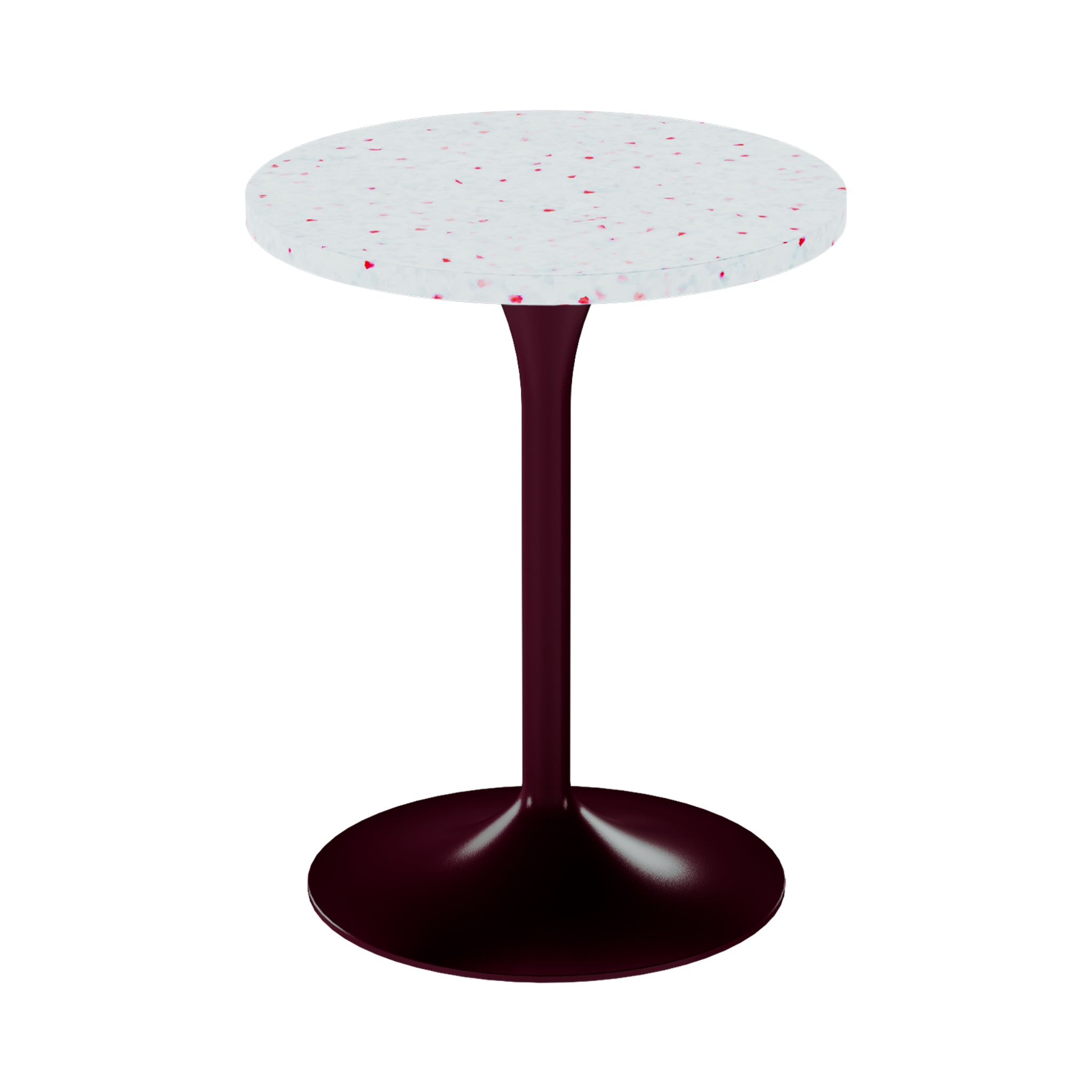 Alba Cafe Table – 60cm Round – Burgundy / Red Dapple