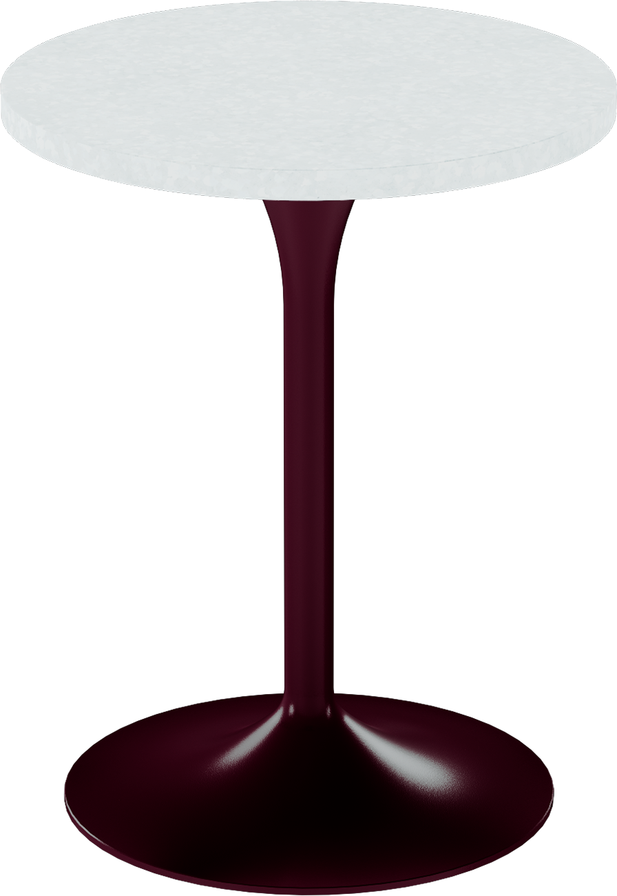 Alba Cafe Table – 60cm Round – Burgundy / White Chalk Dapple