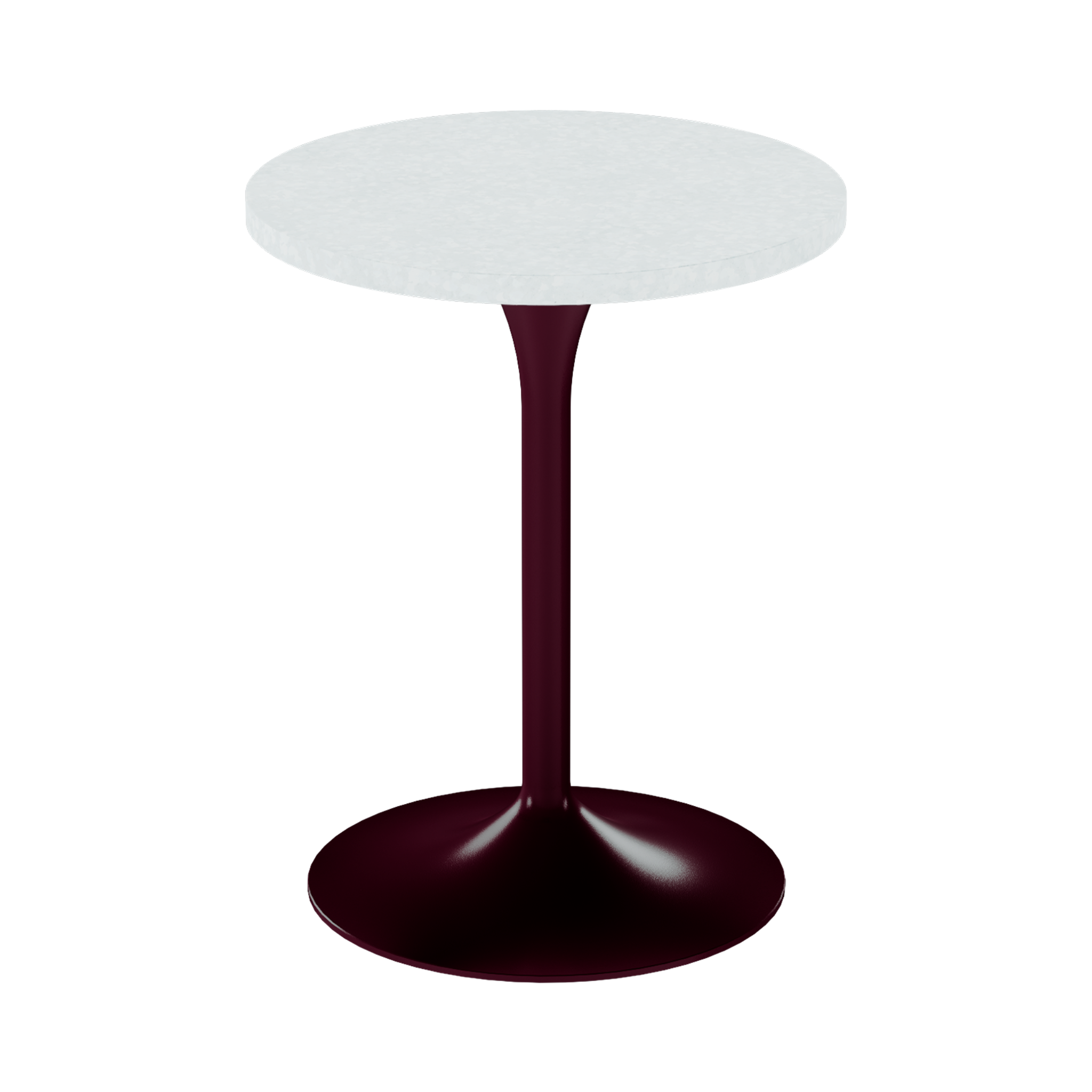 Alba Cafe Table – 60cm Round – Burgundy / White Chalk Dapple