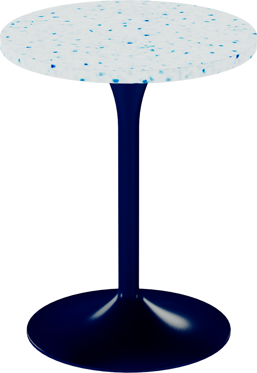 Alba Cafe Table – 60cm Round – Navy / Blue Dapple