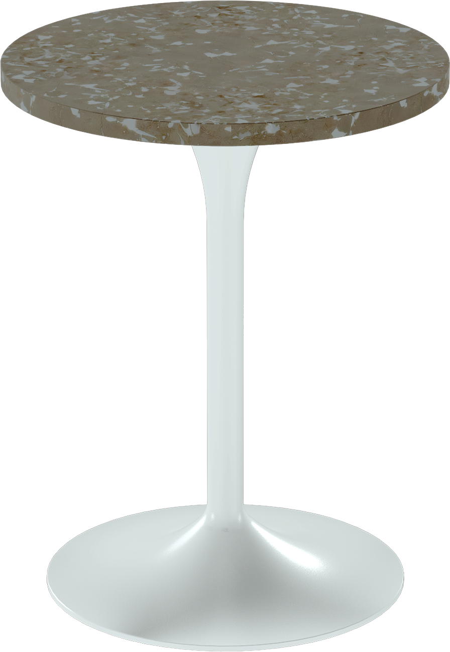 Alba Cafe Table – 60cm Round – White / Taupe Dapple