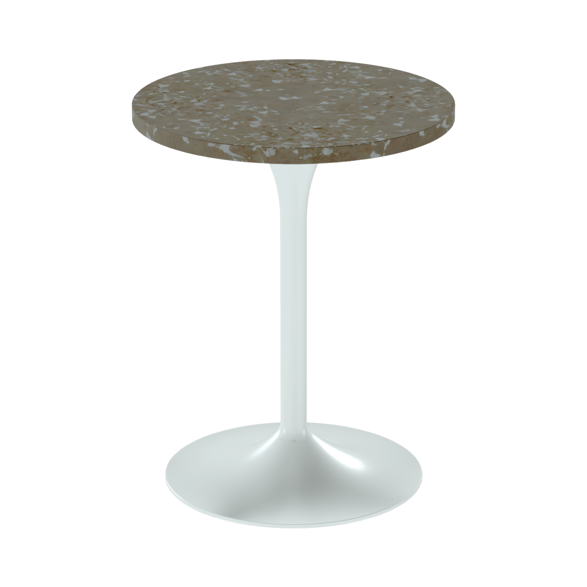 Alba Cafe Table – 60cm Round – White / Taupe Dapple