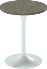 Alba Cafe Table – 60cm Round – White / Taupe Dapple