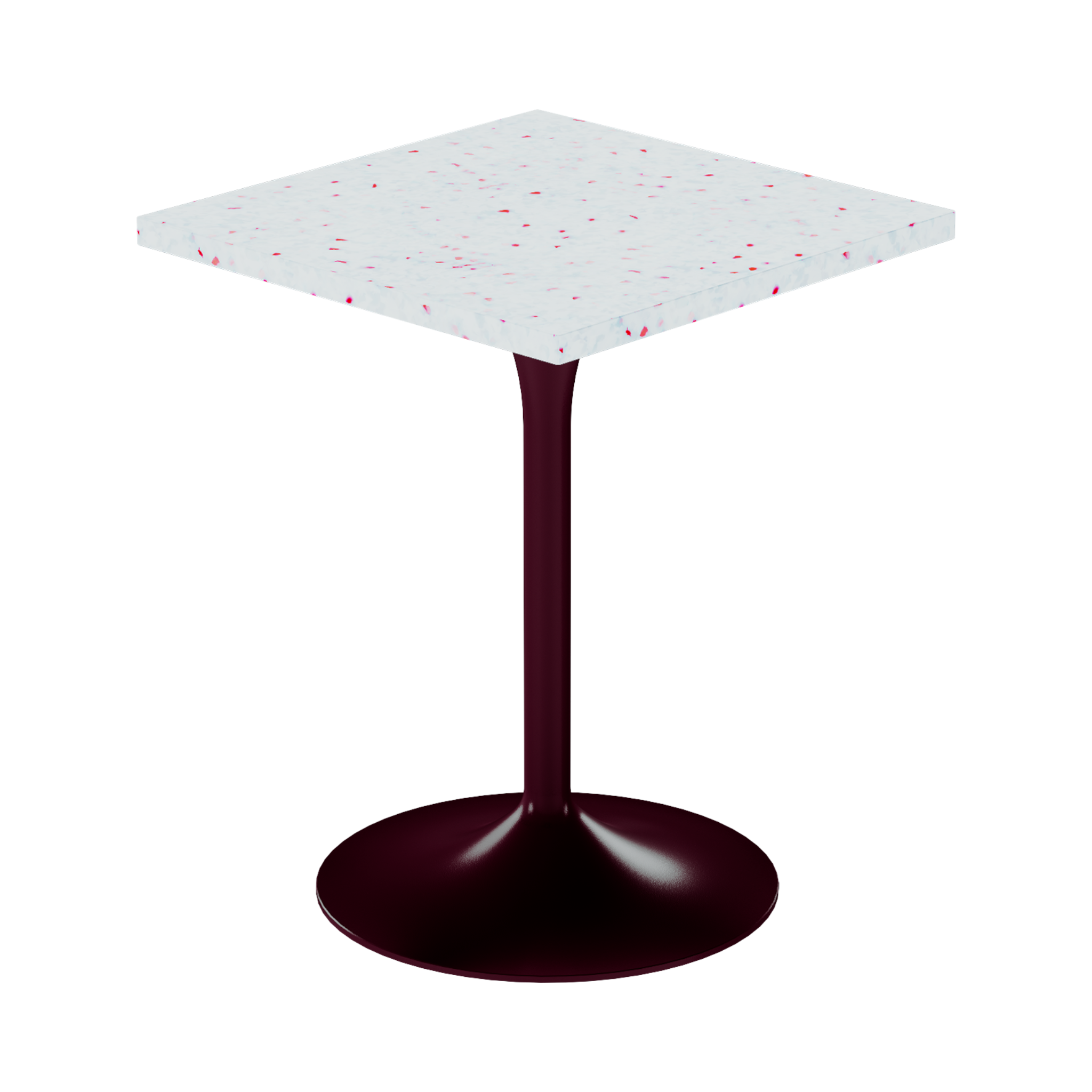 Alba Cafe Table – 60cm Square – Burgundy / Red Dapple