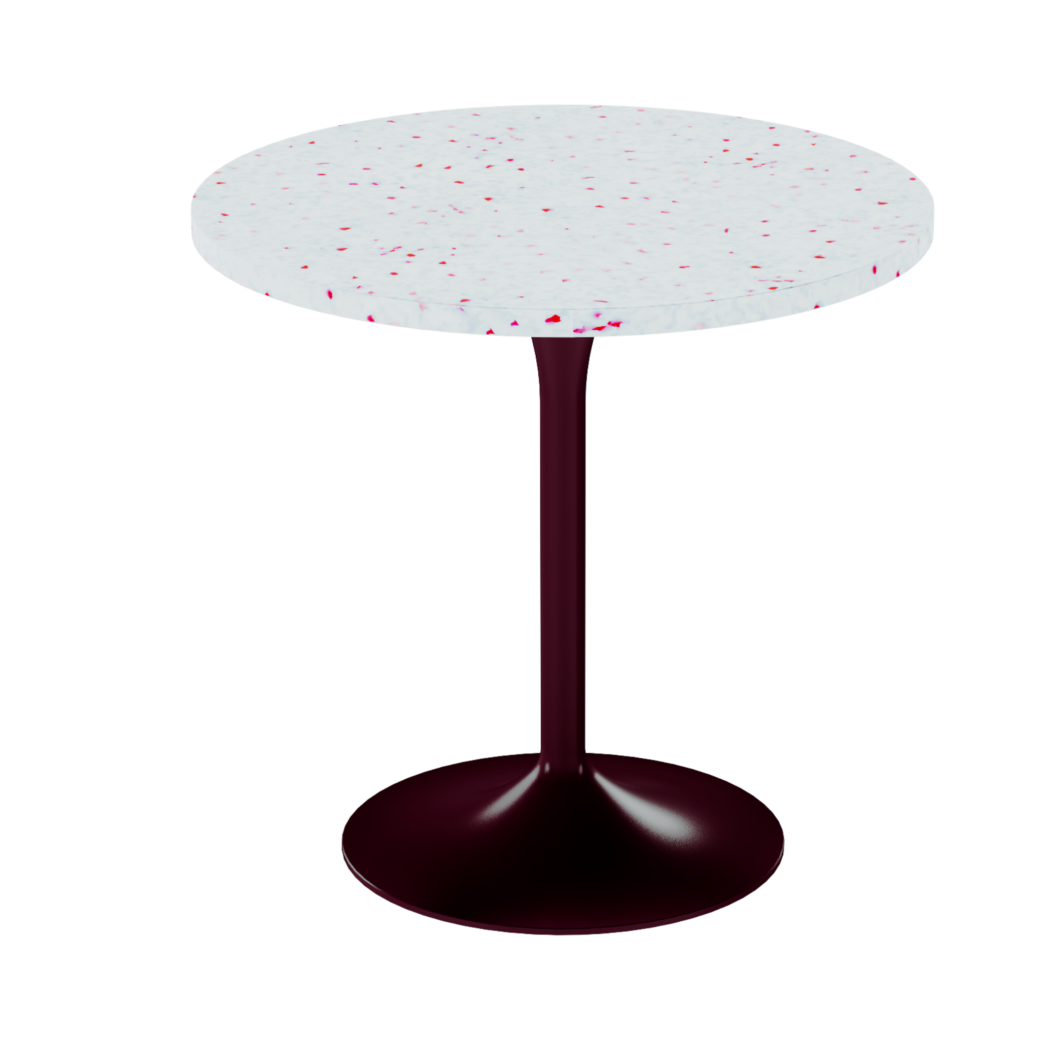 Alba Cafe Table – 80cm Round – Burgundy / Red Dapple