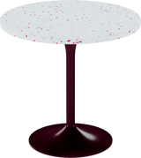 Alba Cafe Table – 80cm Round – Burgundy / Red Dapple