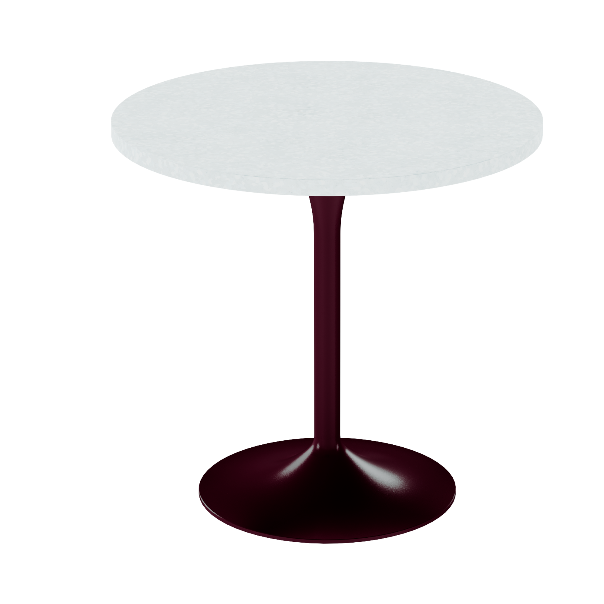 Alba Cafe Table – 80cm Round – Burgundy / White Chalk Dapple