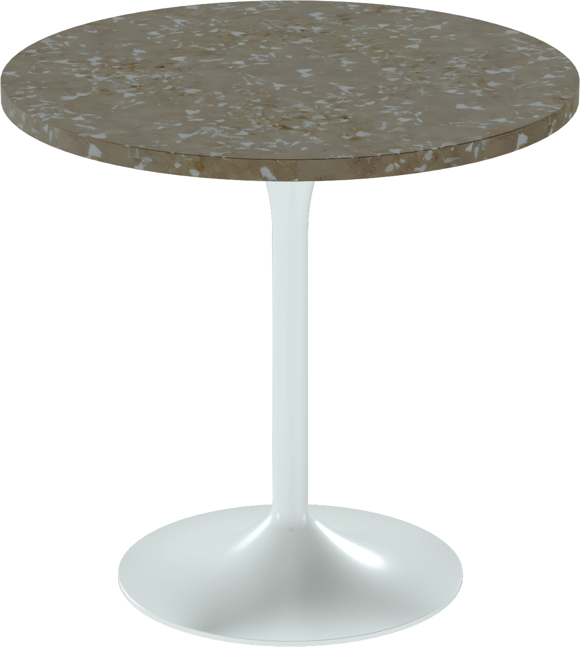 Alba Cafe Table – 80cm Round – White / Taupe Dapple