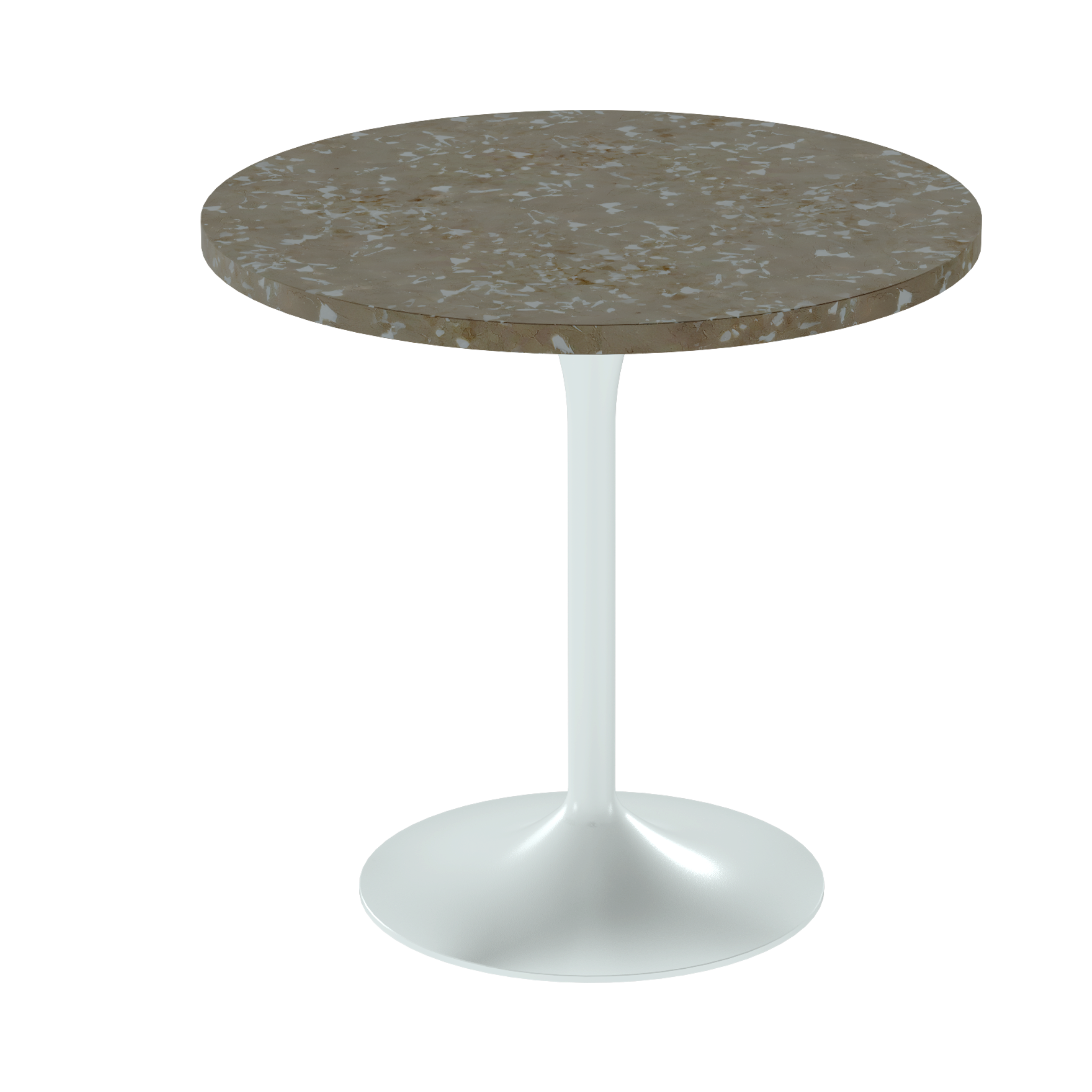 Alba Cafe Table – 80cm Round – White / Taupe Dapple