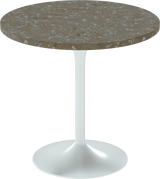 Alba Cafe Table – 80cm Round – White / Taupe Dapple