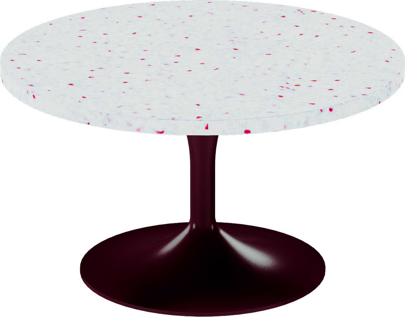 Alba Coffee Table – 80cm Round – Burgundy / Red Dapple