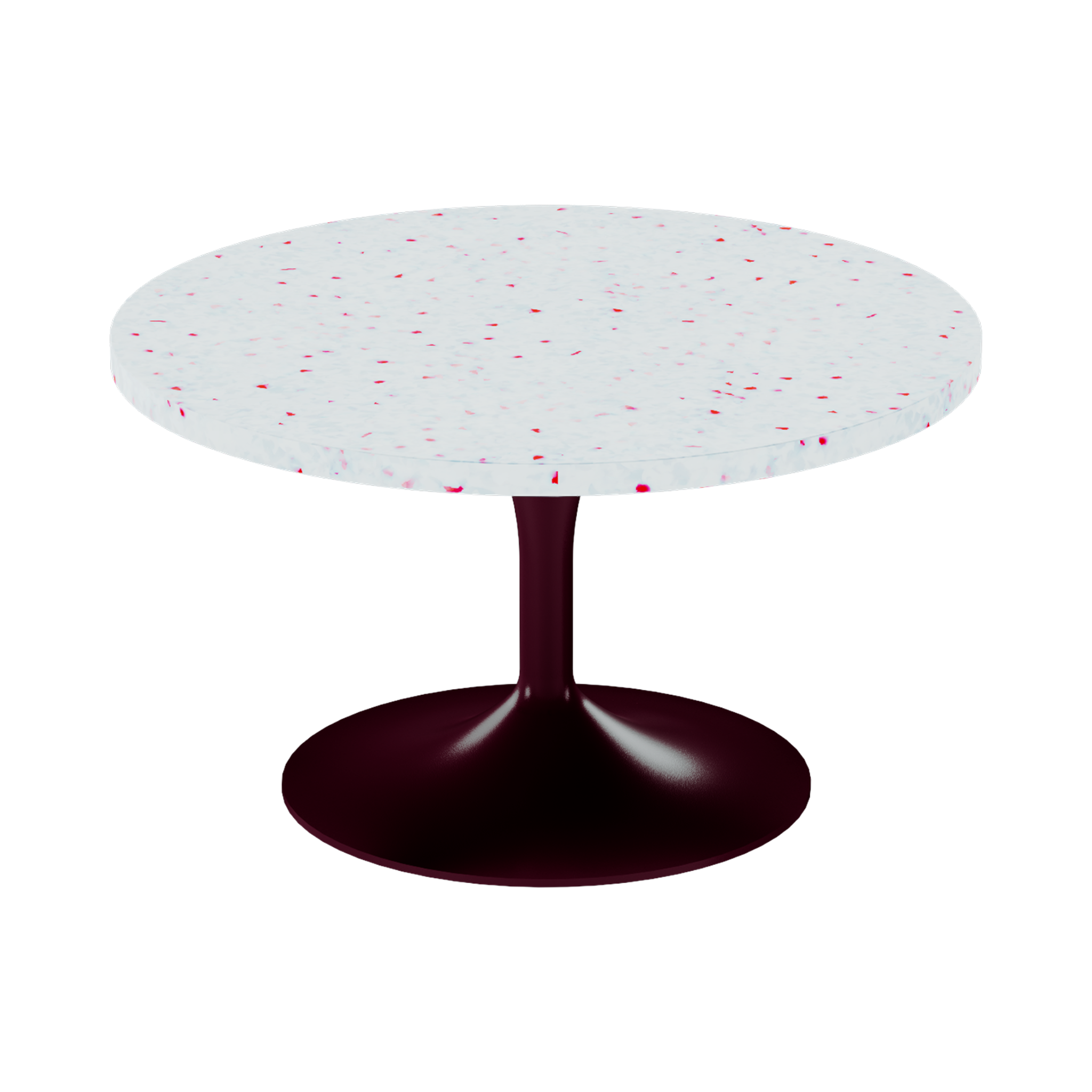 Alba Coffee Table – 80cm Round – Burgundy / Red Dapple