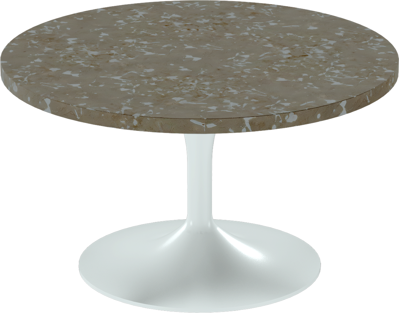 Alba Coffee Table – 80cm Round – White / Taupe Dapple