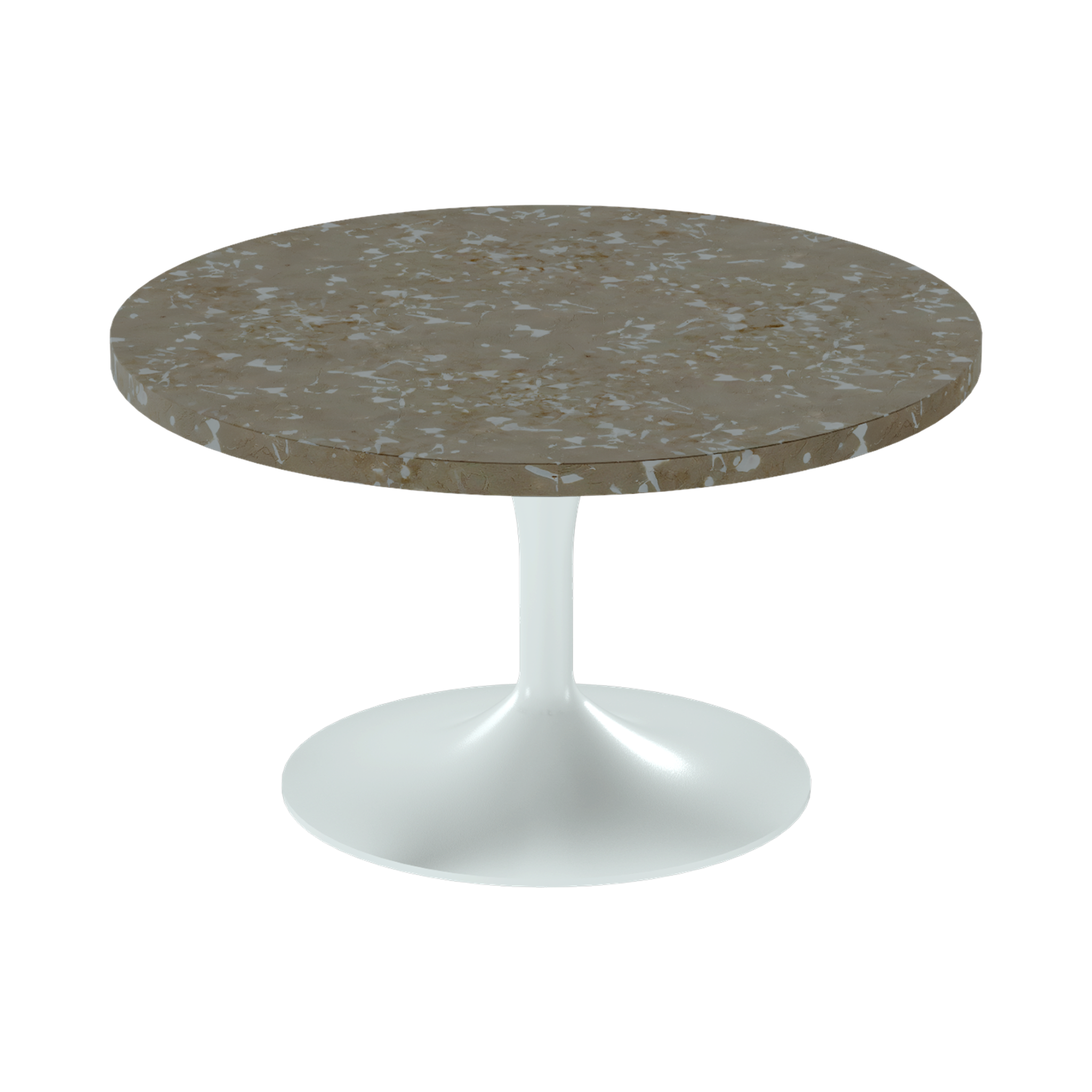 Alba Coffee Table – 80cm Round – White / Taupe Dapple