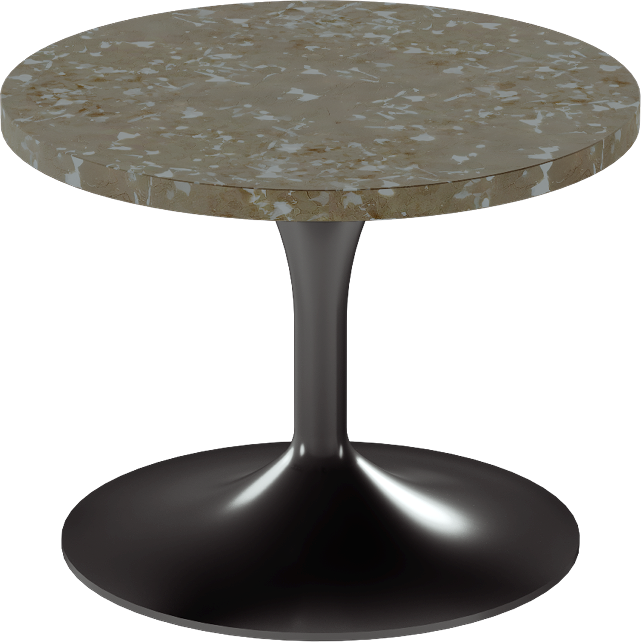 Alba Side Table – 60cm Round – Black / Taupe Dapple