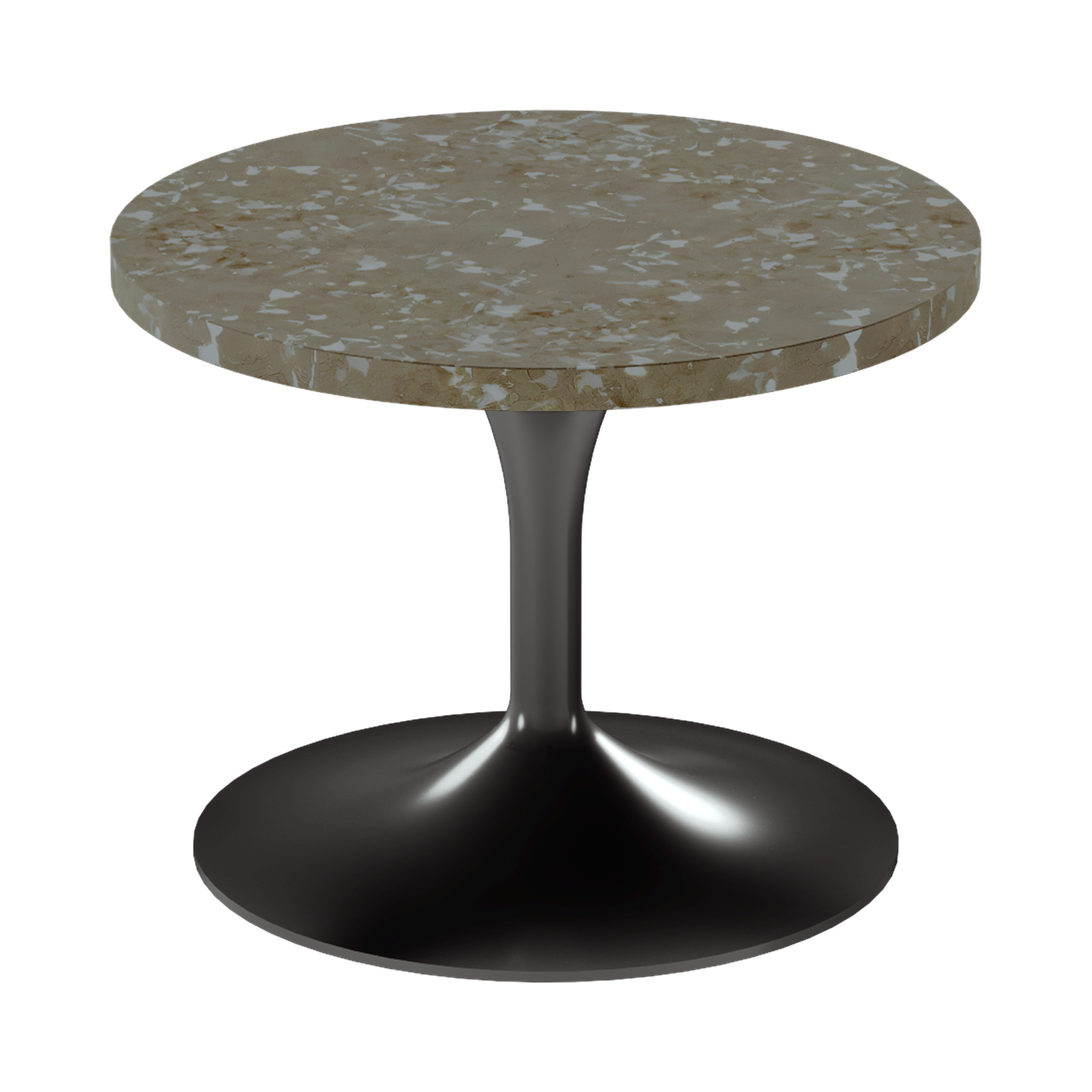Alba Side Table – 60cm Round – Black / Taupe Dapple