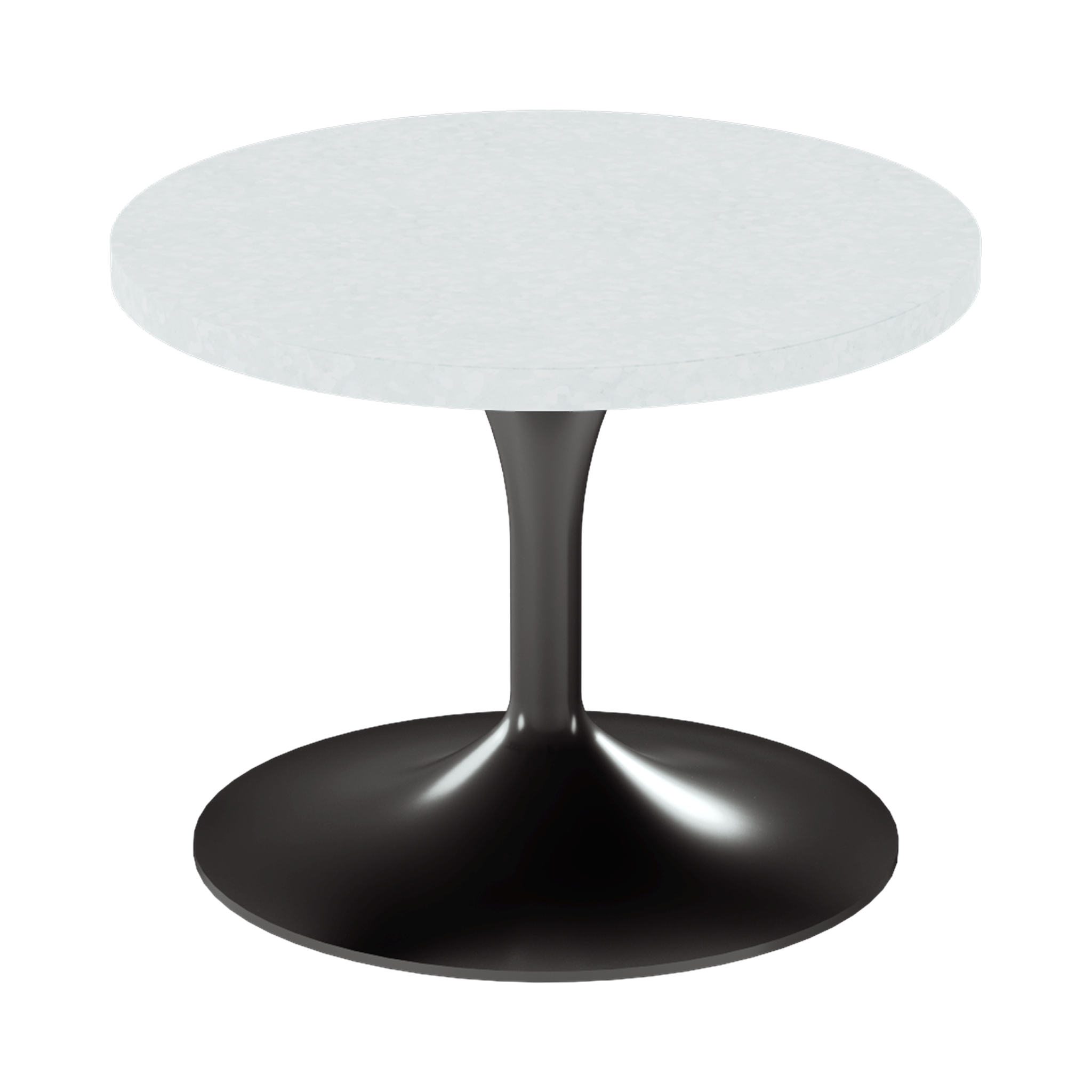 Alba Side Table – 60cm Round – Black / White Chalk Dapple