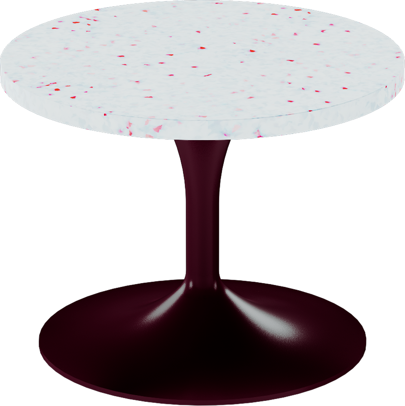 Alba Side Table – 60cm Round – Burgundy / Red Dapple