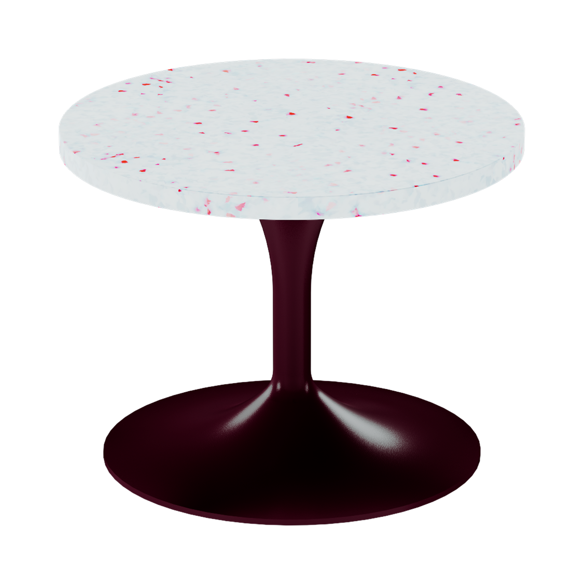Alba Side Table – 60cm Round – Burgundy / Red Dapple
