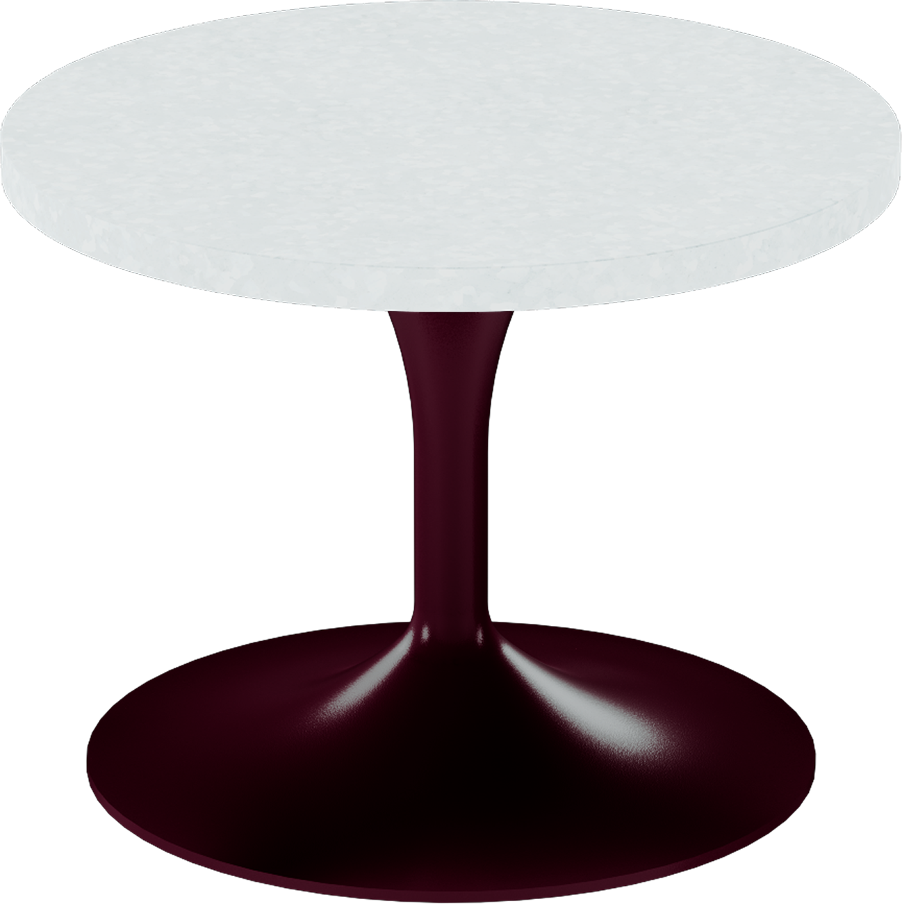 Alba Side Table – 60cm Round – Burgundy / White Chalk Dapple
