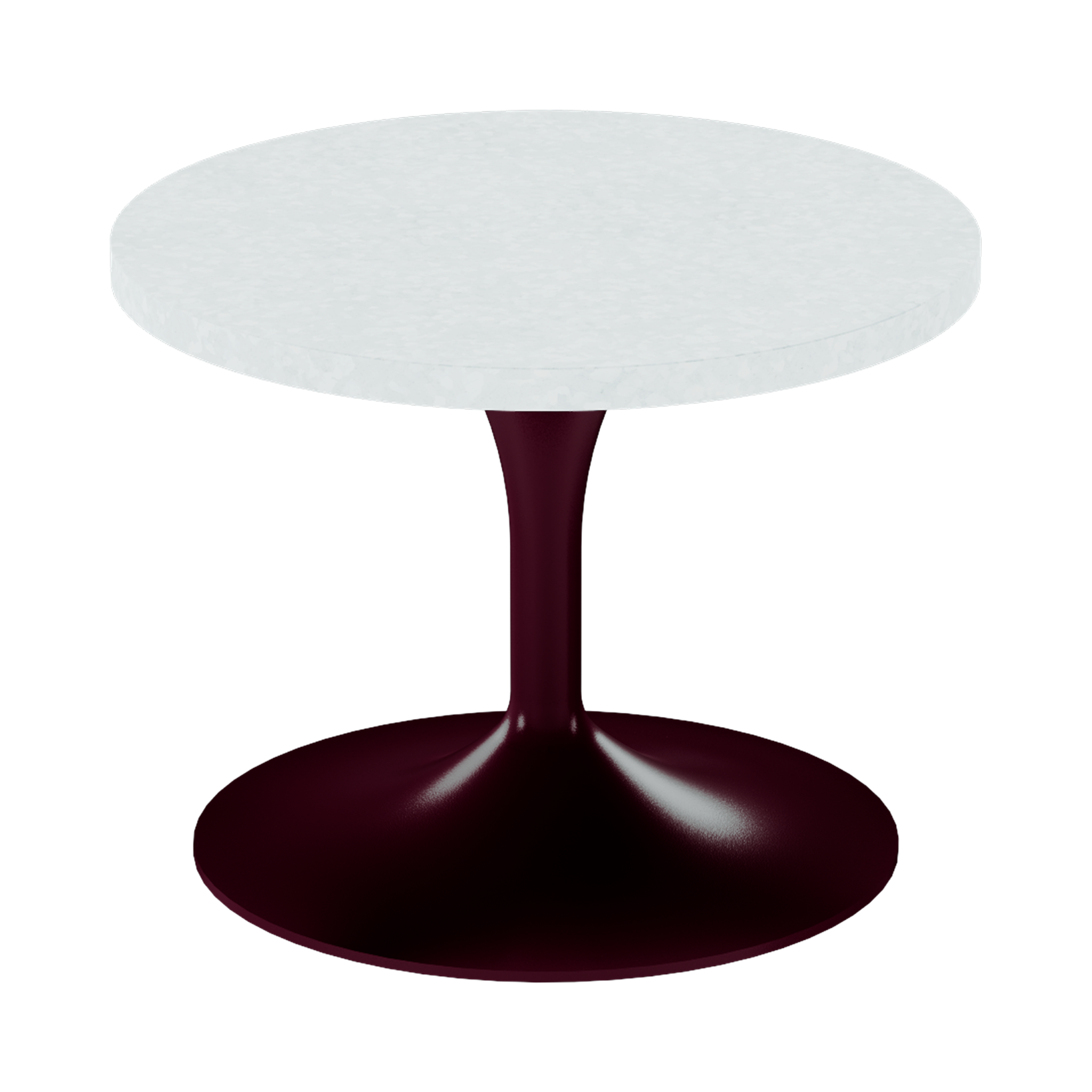 Alba Side Table – 60cm Round – Burgundy / White Chalk Dapple