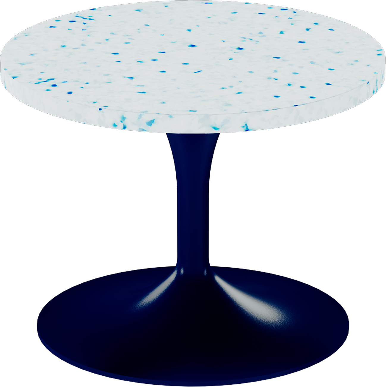 Alba Side Table – 60cm Round – Navy / Blue Dapple