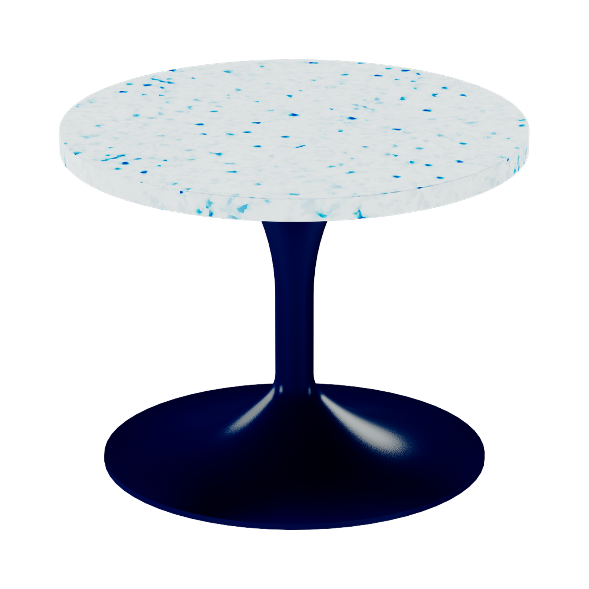 Alba Side Table – 60cm Round – Navy / Blue Dapple