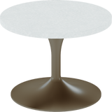 Alba Side Table – 60cm Round – Taupe / White Chalk Dapple