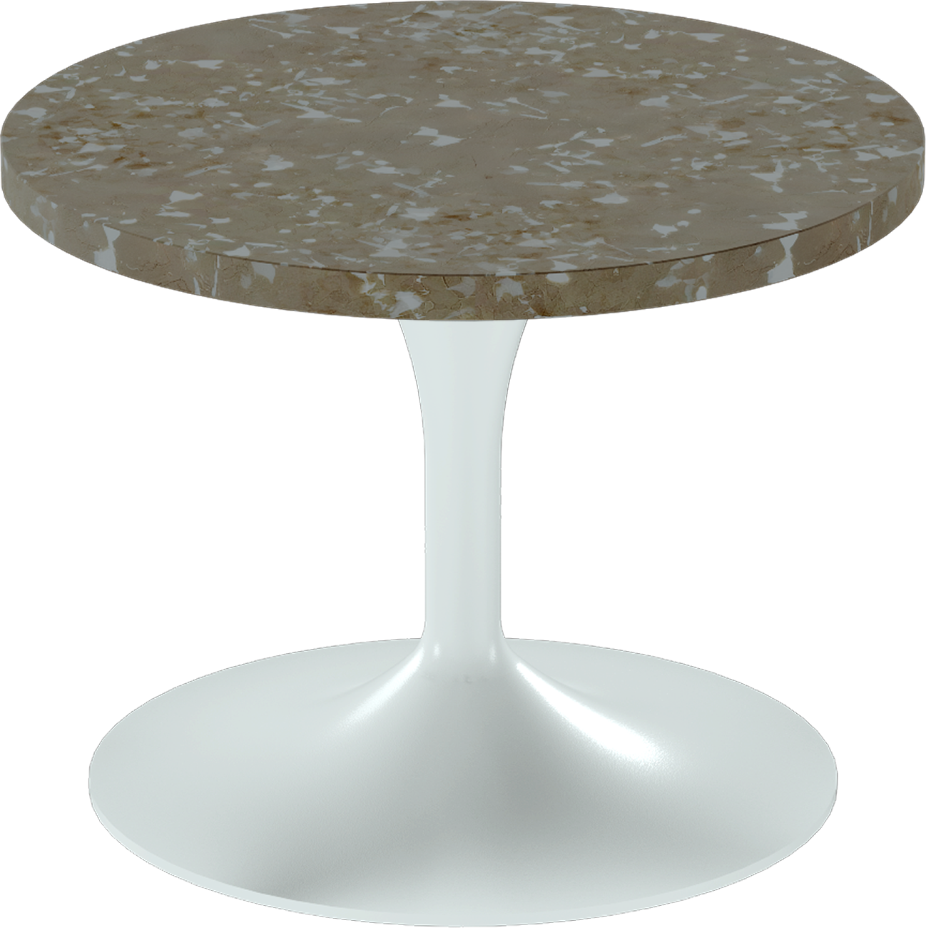 Alba Side Table – 60cm Round – White / Taupe Dapple