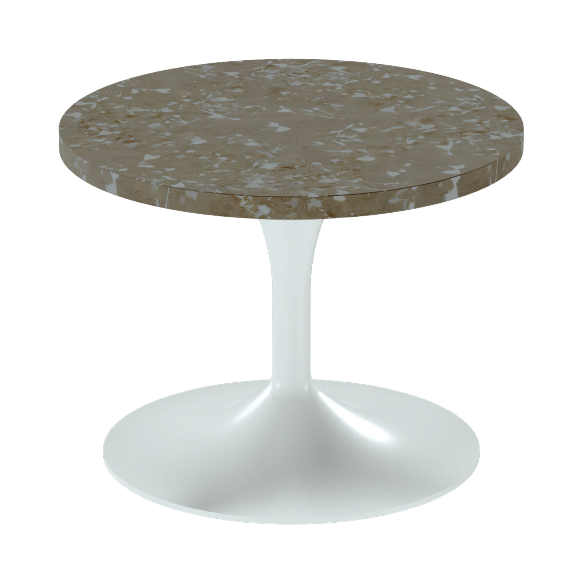 Alba Side Table – 60cm Round – White / Taupe Dapple