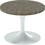 Alba Side Table – 60cm Round – White / Taupe Dapple