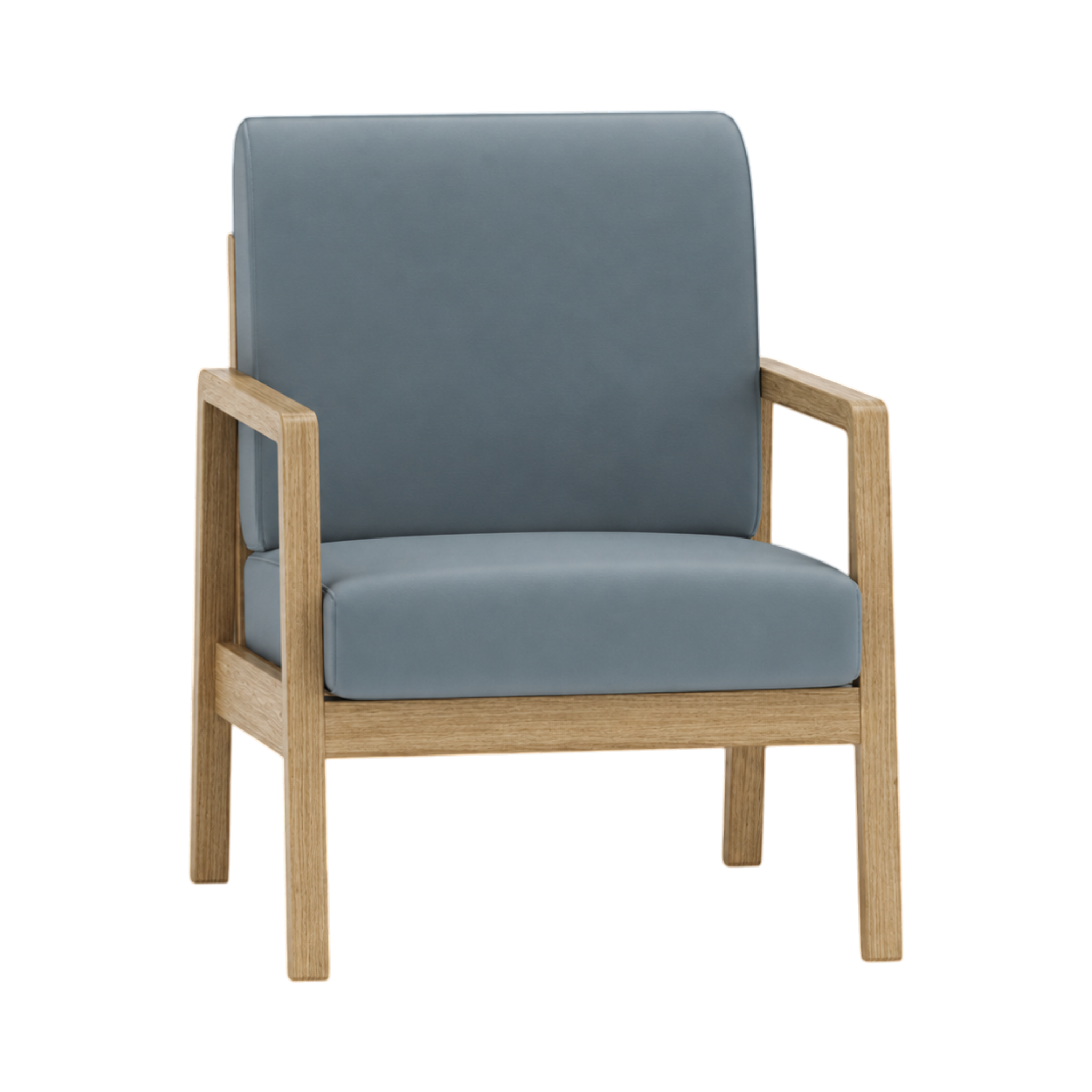 Clara Armchair – Natural Oak / Blue